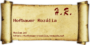 Hofbauer Rozália névjegykártya